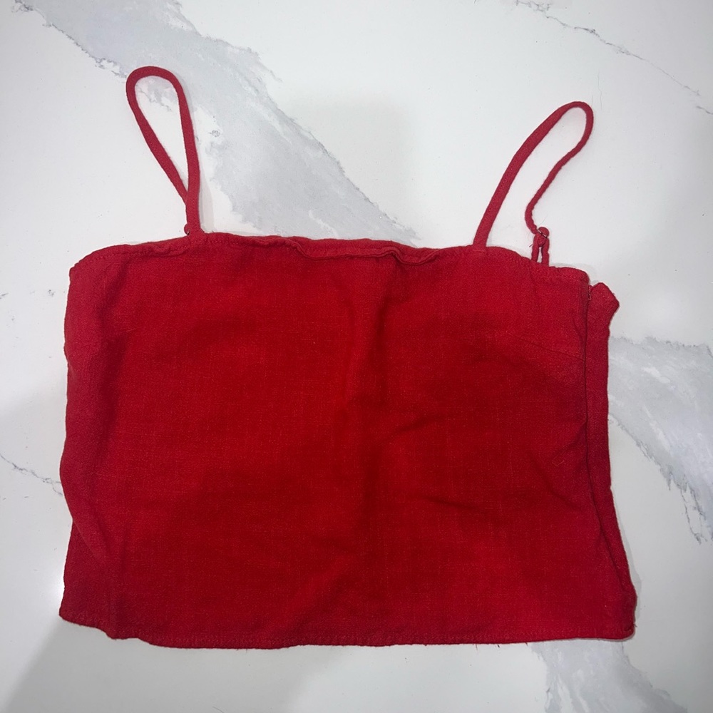 Oak + Fort Red Linen crop top